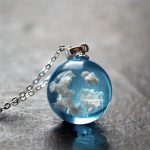Resin Rould Ball Moon Pendant Necklace
