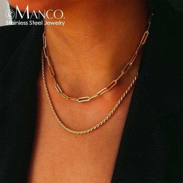 Stainless Steel Twisted Chain Multilayer Necklace