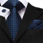Silk Blue Dots Necktie Set Business Tie for Men