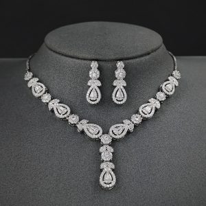 2pcs Luxury Pear Bridal Jewelry Set for Women