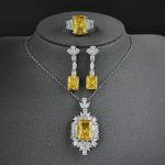 New Luxury Yellow Color Rectangle Jewelry Sets for Women