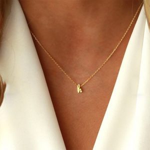 Vintage Tiny Initial Letter Necklaces For Women