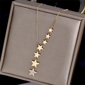 Gold Color Multi Star Zircon Necklace For Women