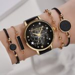 5PCs Fashion Crystal Rhinestone Bracelet Watch Set Women