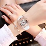 Korean-Style Square Rhinestone Casual Starry Quartz Watch