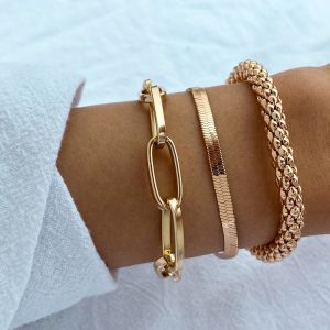 3PCs Fashion Thick Chain Link Bracelets For Women