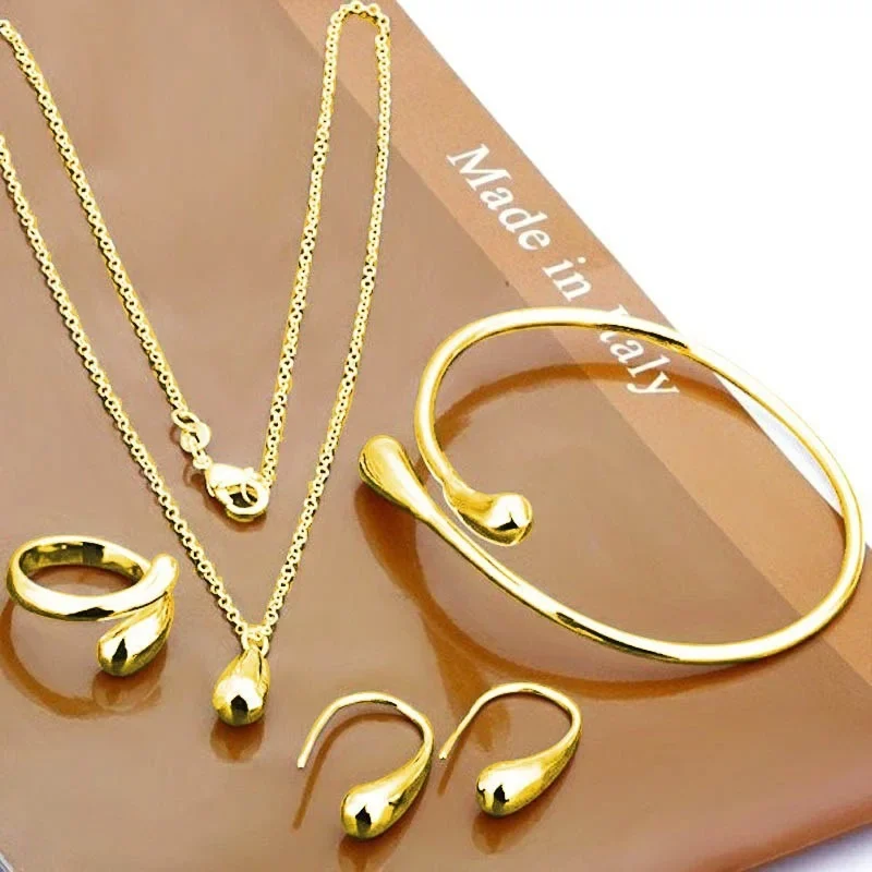 Teardrop Jewelry Set for Women Simple Ring Necklace Bracelet