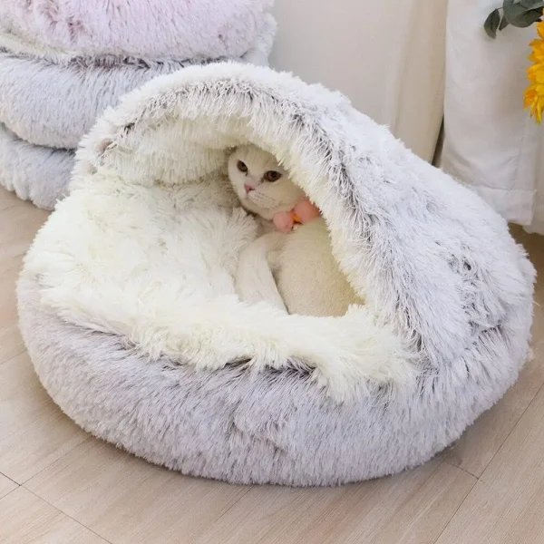 Round Plush Pet Bed for Dogs Cats