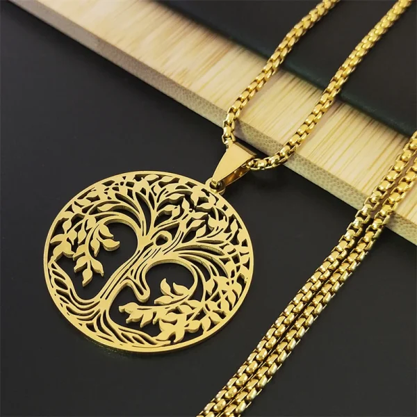Stainless Steel Tree Life Necklaces Women Men