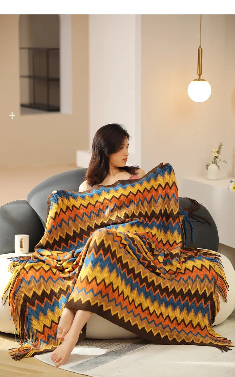 Boho Bed Plaid Blanket Geometry Aztec Baja Blankets Ethnic Sofa Cover Slipcover Throw