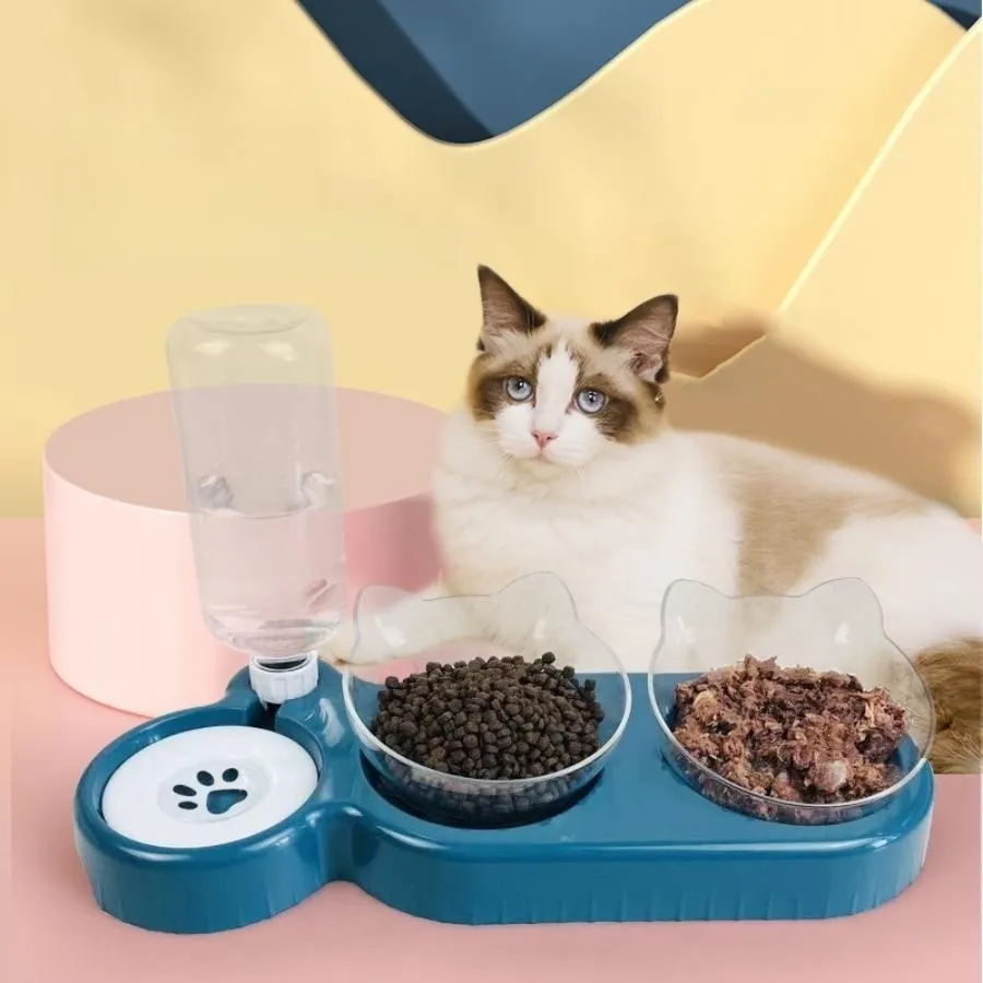 Cat Food Bowl Pet Automatic Feeder Water Dispenser Dog Cat