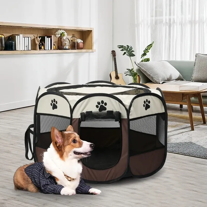 Portable Foldable Pet Tent Kennel Octagonal Fence Puppy Shelter