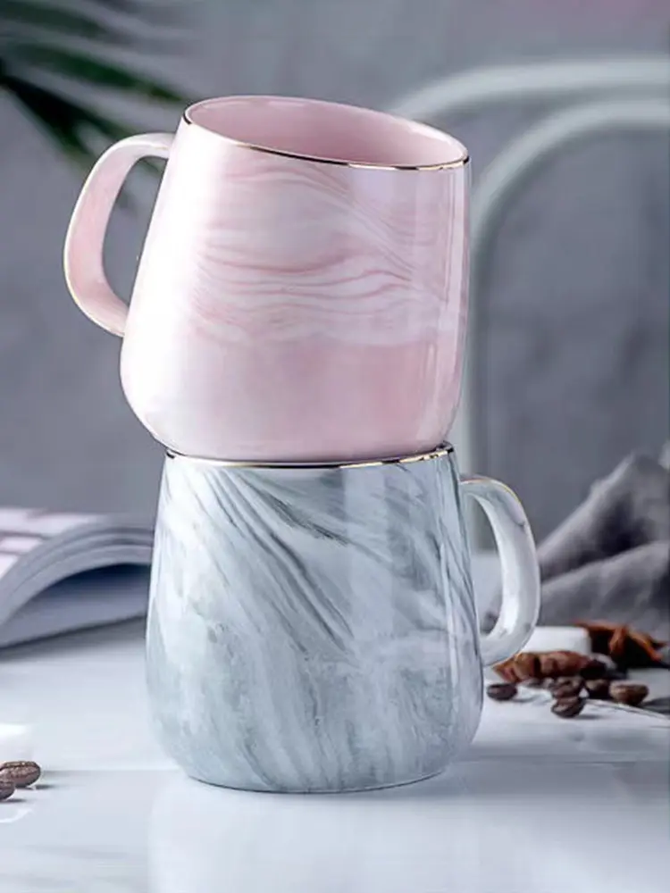 1PC Ceramic Nordic Gold Rim Coffee Cup