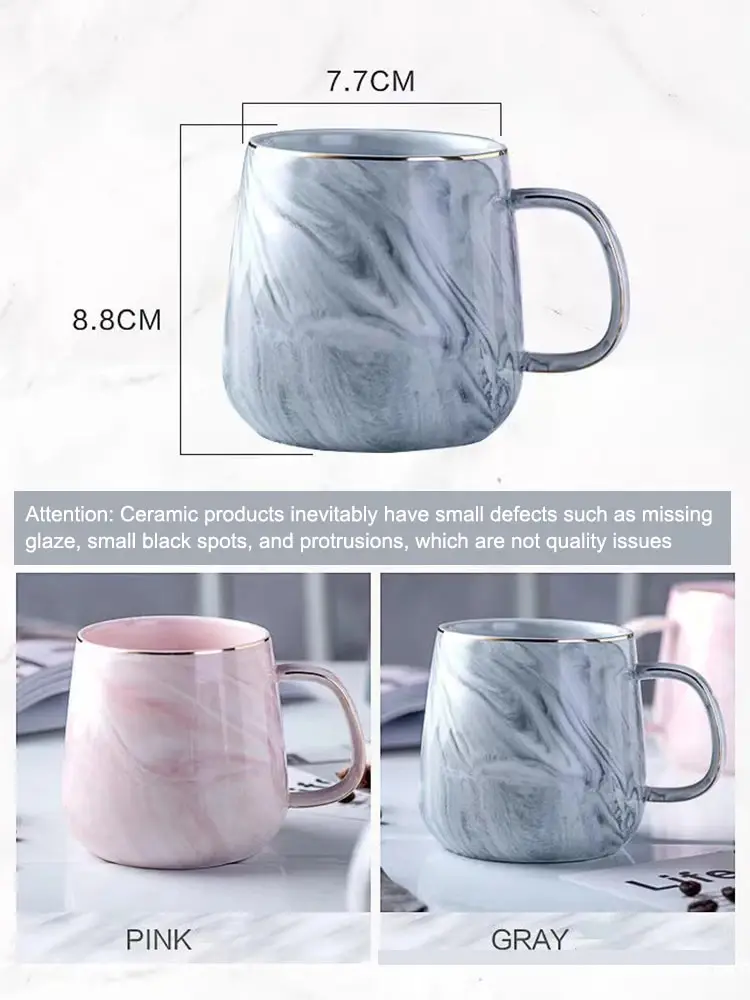 Ceramic Cup Nordic Gold Rim Coffee Mug Marble Pattern