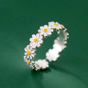 Vintage Korean Style Daisy Flower Rings For Women 
