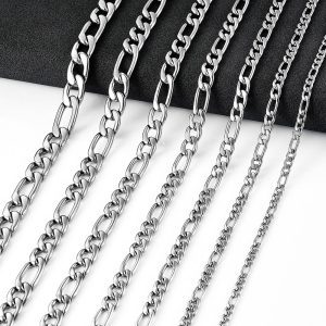 Stainless Steel Link Figaro Chain Necklace for Women