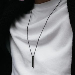Stainless Steel Black color Cuban Chain Necklace For Men