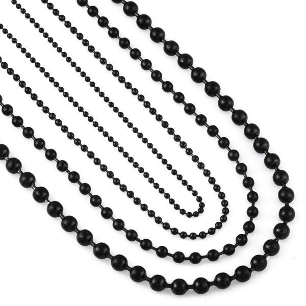 5mm Black Stainless Steel Ball Chain Charm Pendant Necklace