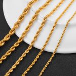2/4/6mm Stainless Steel Gold Color Rope Necklace