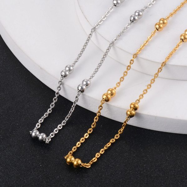 Stainless Steel Golden Color Bead Necklace for Men