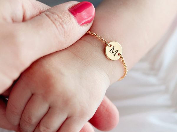 Initial Tiny Letter Personalized Bracelet Gift for Baby