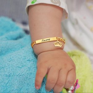 Stainless Steel Personalized Engraved Name Baby Bracelet