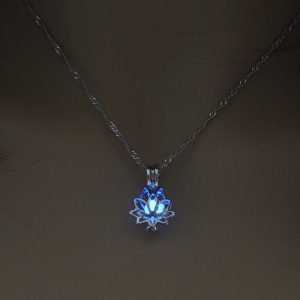 Luminous Glowing Lotus Flower Pendent Necklace For Women