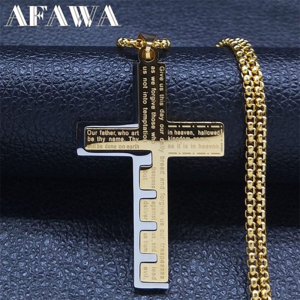 Christian Jesus Stainless Steel Cross Necklace Chain for Men