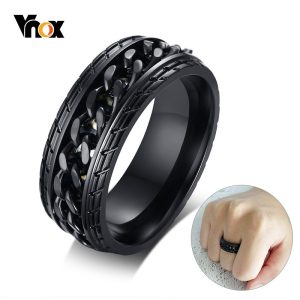 8mm Vnox Cool Black Spinner Chain Ring for Men
