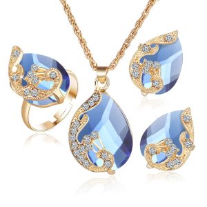 3PCS Of Suit Blue Gemstone Lady Jewelry set