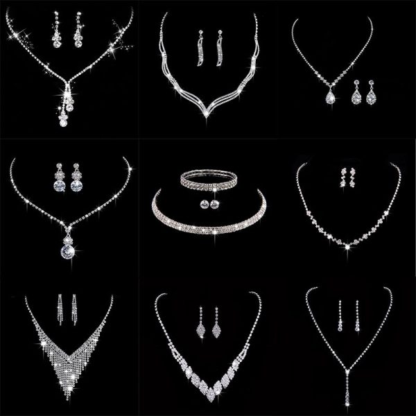 Silver plated Fashion Crystal Bride Jewelry Set