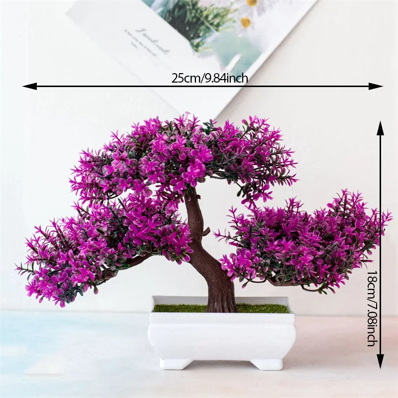 Artificial Plastic Plants Bonsai Small Tree Flower Home Room Ornaments