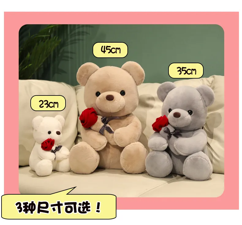 Valentine's Day Gifts Teddy Bear with Roses Plush Stuffed Doll Romantic Gift