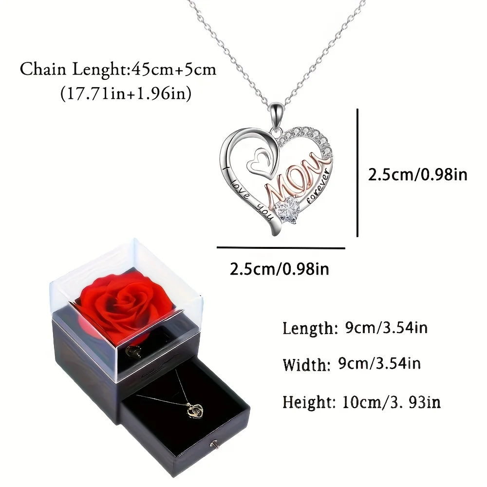 I Love You Mom Necklace With Luxury Rose Gift Box
