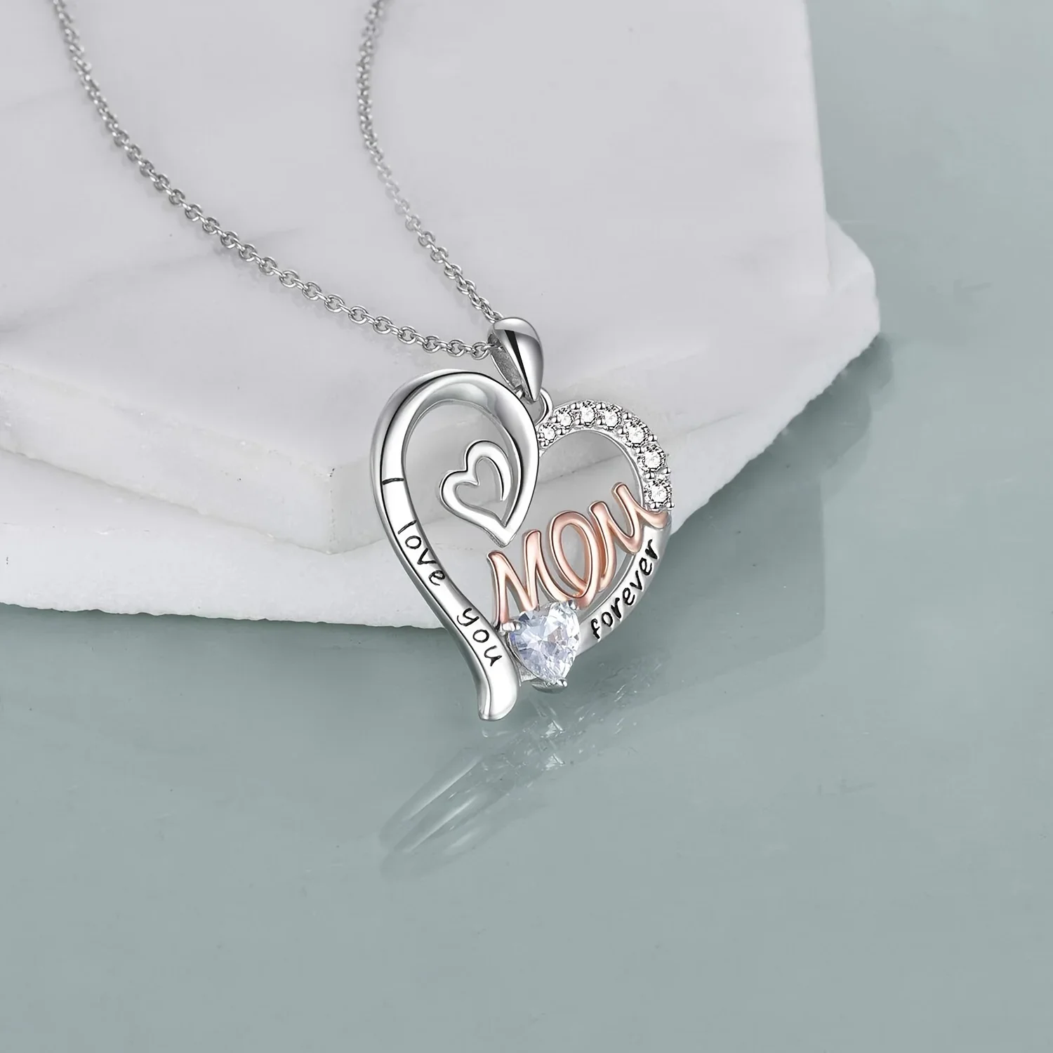 I Love You Mom Necklace With Luxury Rose Gift Box