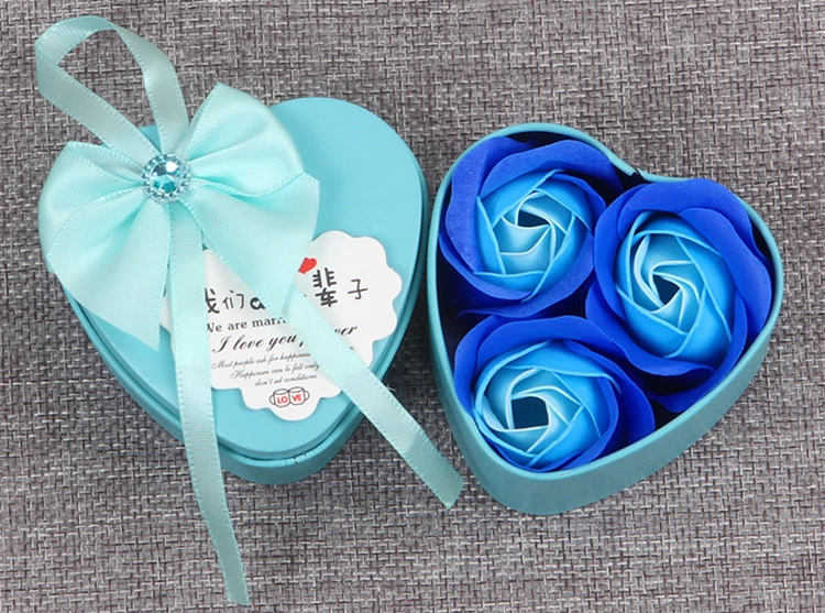3/4/6 Pcs Artificial Soap Flower Roses Bear Gift Box