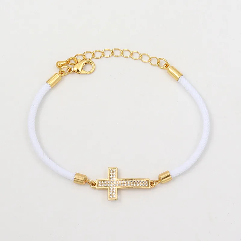 Cross Heart Charm Bracelet Women Pave Zirconia Adjustable Bracelet Gift
