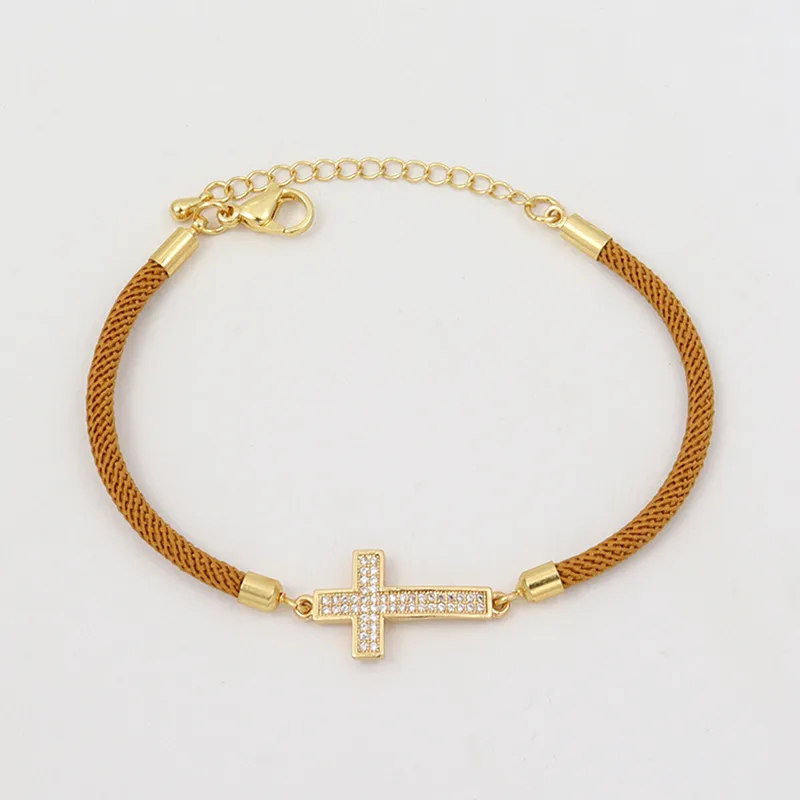Cross Heart Charm Bracelet Women Pave Zirconia Adjustable Bracelet Gift
