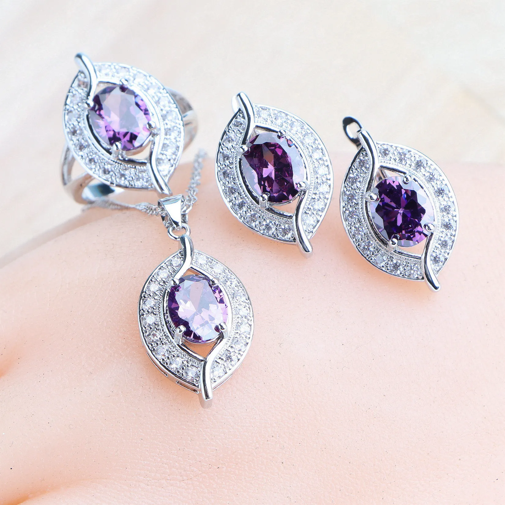 Pendant Necklace Sets Bridal Earrings Charms Bracelets Women Ring