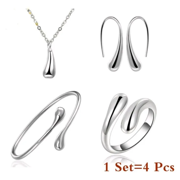 S925 Silver Needle Earrings Ring Bracelet Set Gift