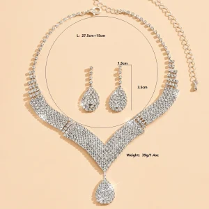 3pcs fashionable rhinestones necklace jewelry sets women