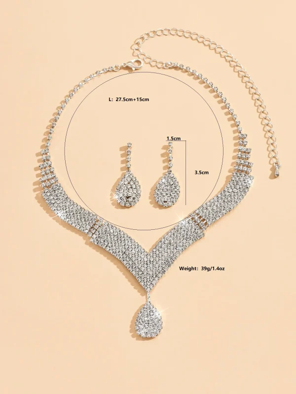 3pcs fashionable rhinestones necklace jewelry sets women