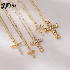 Zircon Cross Pendant Necklace for Women