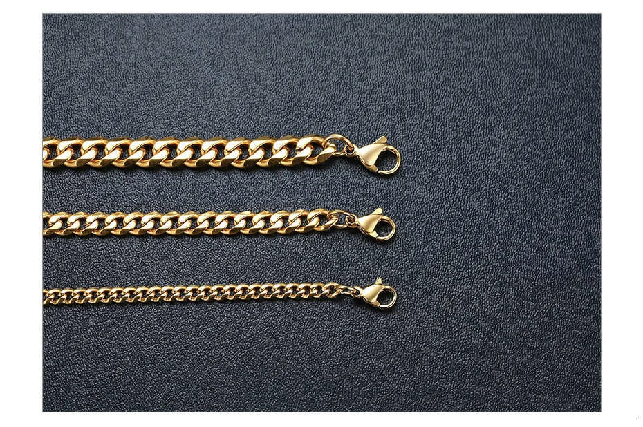 3-11mm Stainless Steel Cuban Chain Necklaces for Men Women