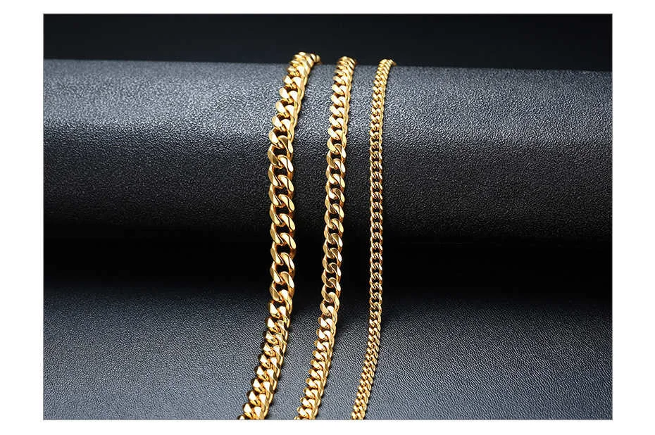 3-11mm Stainless Steel Cuban Chain Necklaces for Men Women