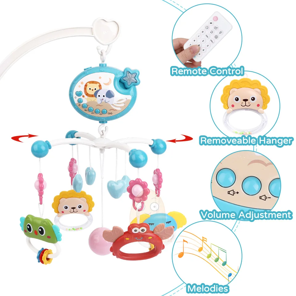 Baby Crib Mobile Rattle Toy For 0-12 Months Infant Gift