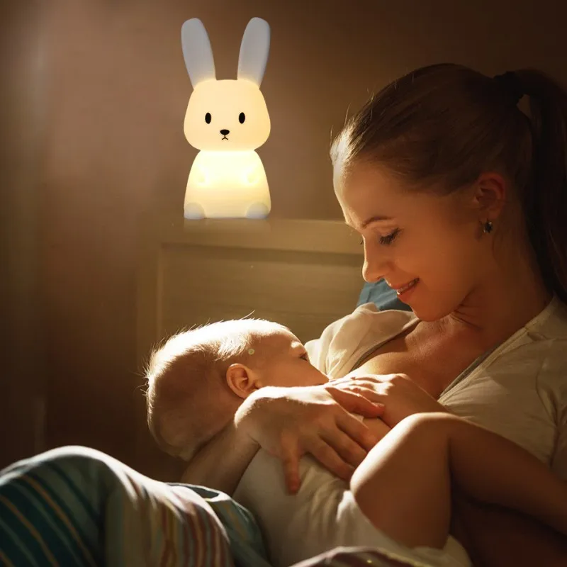 LED Night light Silicone Rabbit Touch Sensor lamp