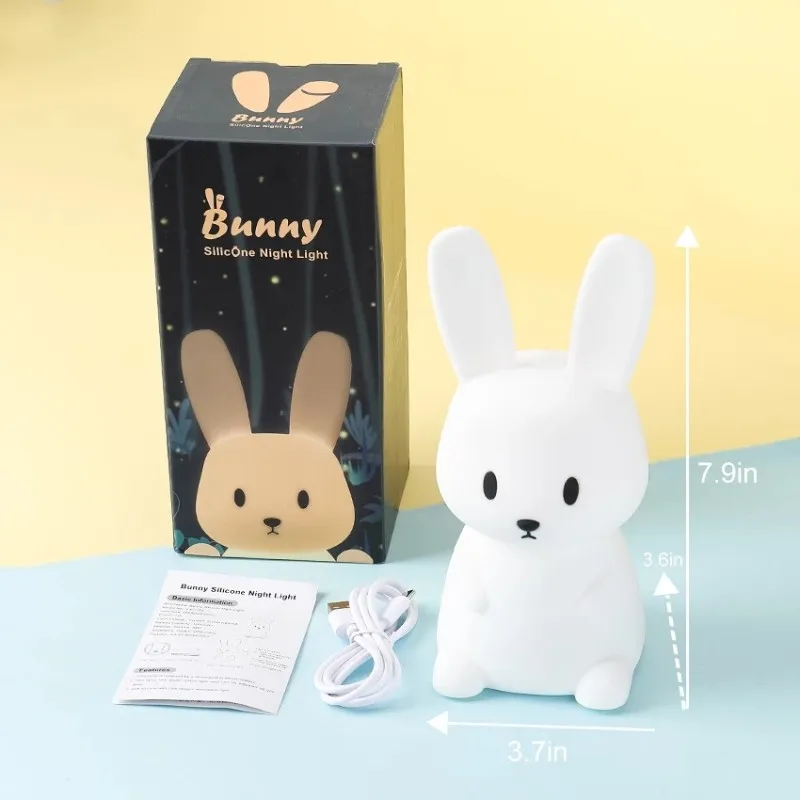 LED Night light Silicone Rabbit Touch Sensor lamp