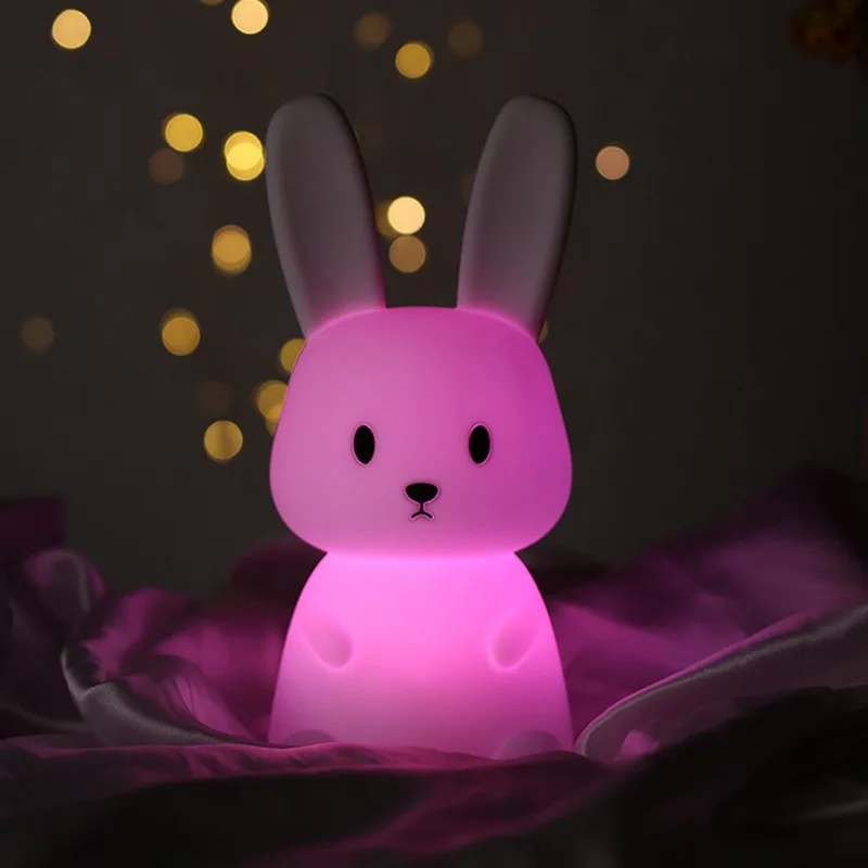 LED Night light Silicone Rabbit Touch Sensor lamp