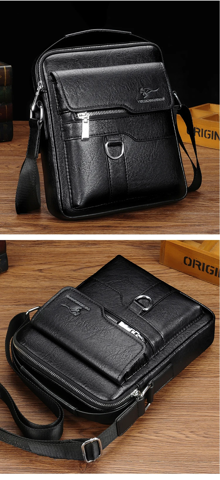 Crossbody Sling Leather Side Shoulder Bag For Husband Gift